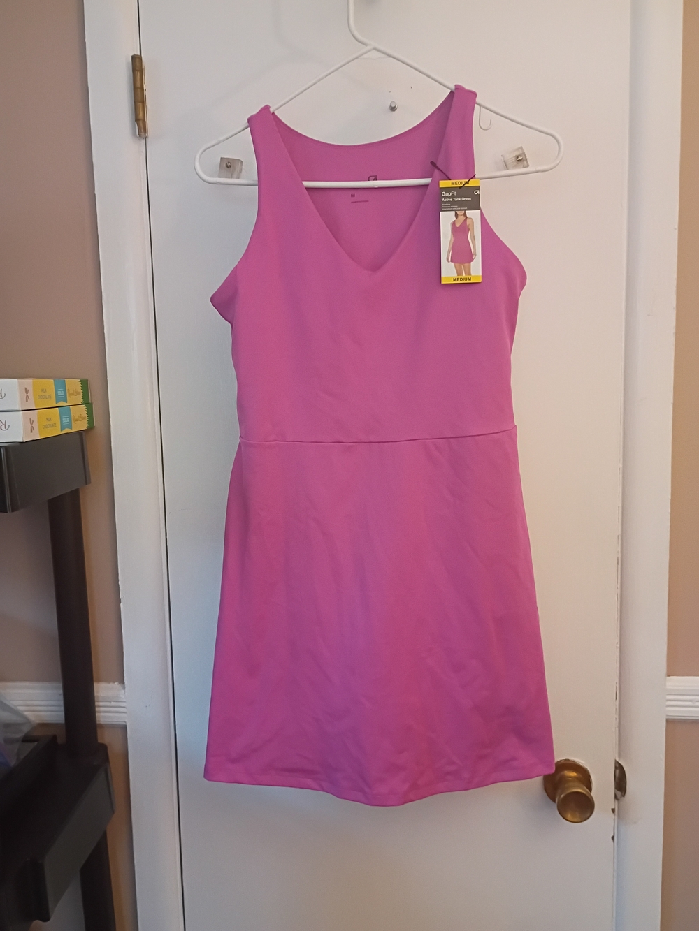 GAP Sleeveless V-Neck Mini Dress in Bright Pink